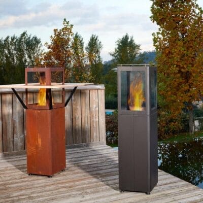 Qube Corten Steel Pellet Patio Heater Bundle