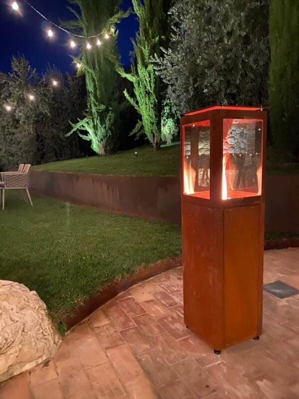 Qube Corten Steel Pellet Patio Heater Bundle